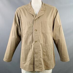 ENGINEERED GARMENTS Size L Khaki Polyester Blend Moleskin Patch Pockets Jacket